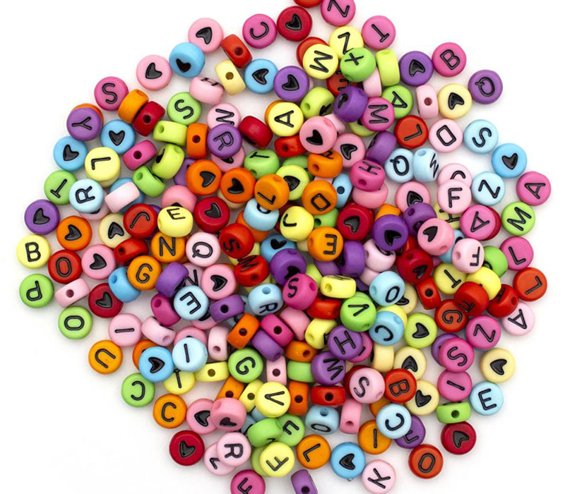 Alphabet Beads Multicolor with Black Letters