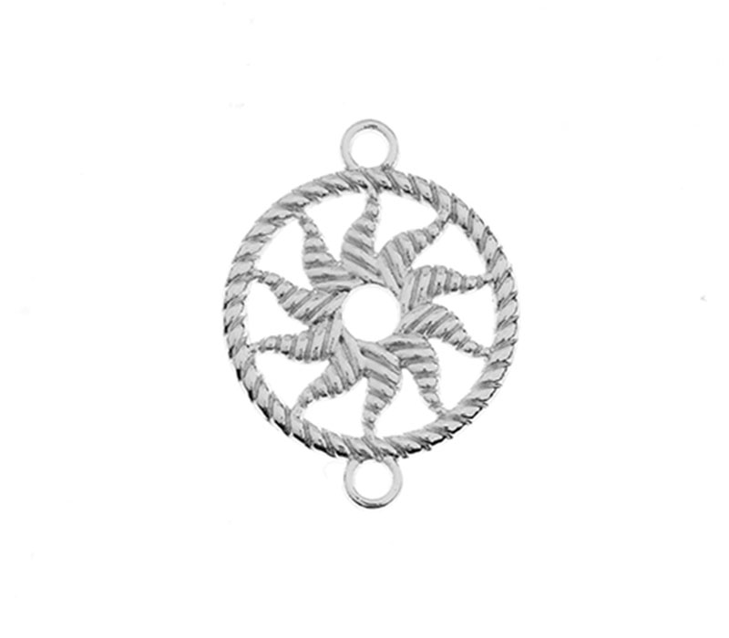 Beadwork Findings Silver Pendant Circle with Sun