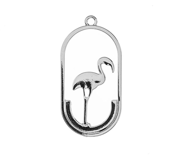 Beadwork Findings Pendant Oval with Flamingo