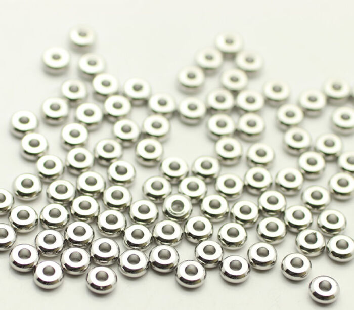 Bead Silver - Flat Round - Antique Silver