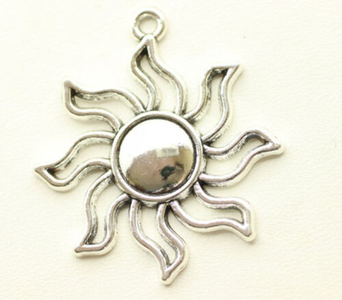 Charm - Sun with Rays - Antique Silver Plated