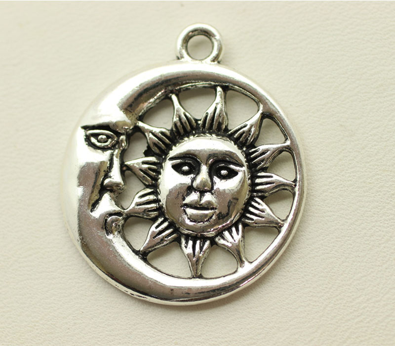 Charm - Sun and Moon - Antique Silver Plated
