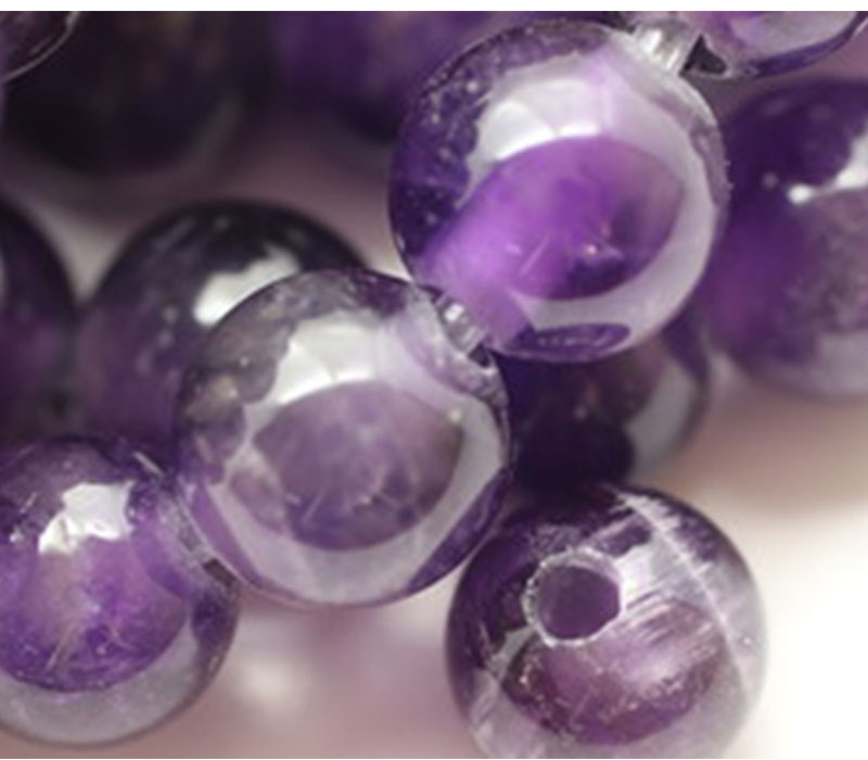 Quartz - Amethyst - Natural - Smooth Round with 2.5mm Large Hole.