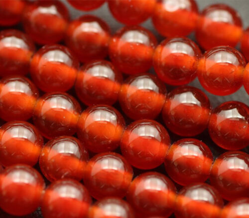 Agate - Carnelian - Dyed/Heated - Smooth Round with 2.5mm  Large Hole.