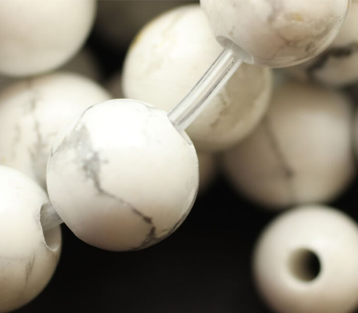 Howlite - Natural - Smooth Round with 2.5mm Large Hole.