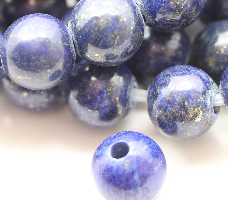 Lapis - Dyed - Smooth Round with 2.5mm Large Hole.