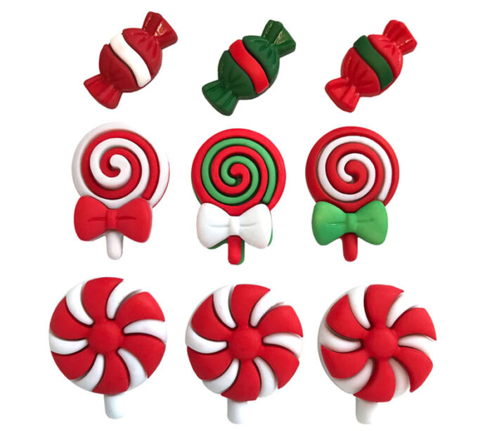 Novelty Buttons Christmas Candy #4766