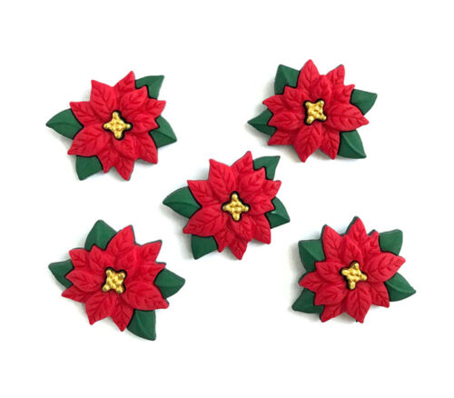 Novelty Buttons Poinsettias #4814