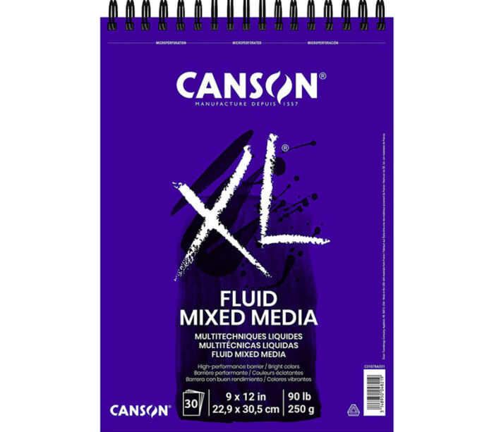 Canson XL Fluid Mixed Media - 9-inch x 12-inch - 30 Sheets