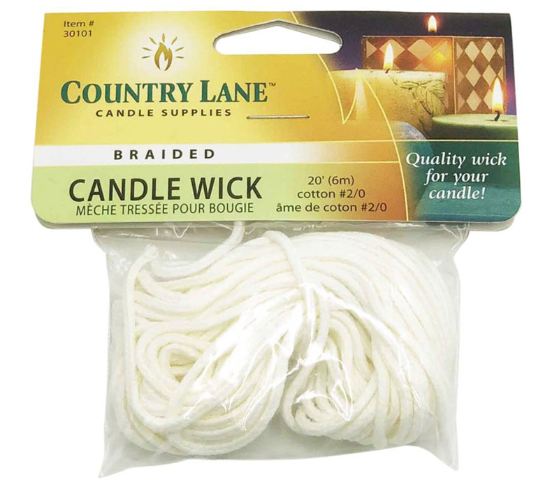 Country Lane Bleached Braided Candle Wick - 20-foot - Small #2/0