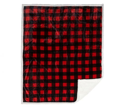 Carstens Plush Throw Blanket - Red and Black Plaid - 54-inch x 68-inch