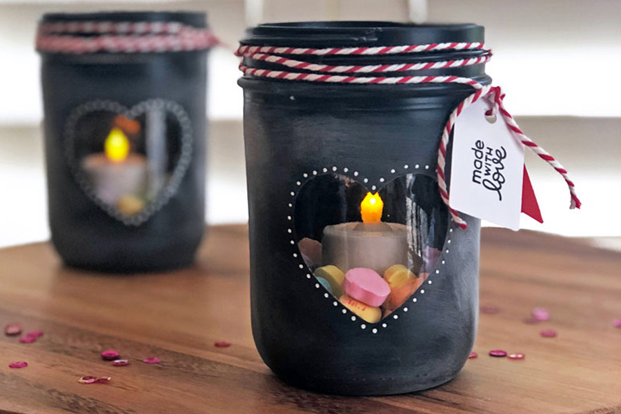 Make these Chalk Paint Lanterns for Valentines day
