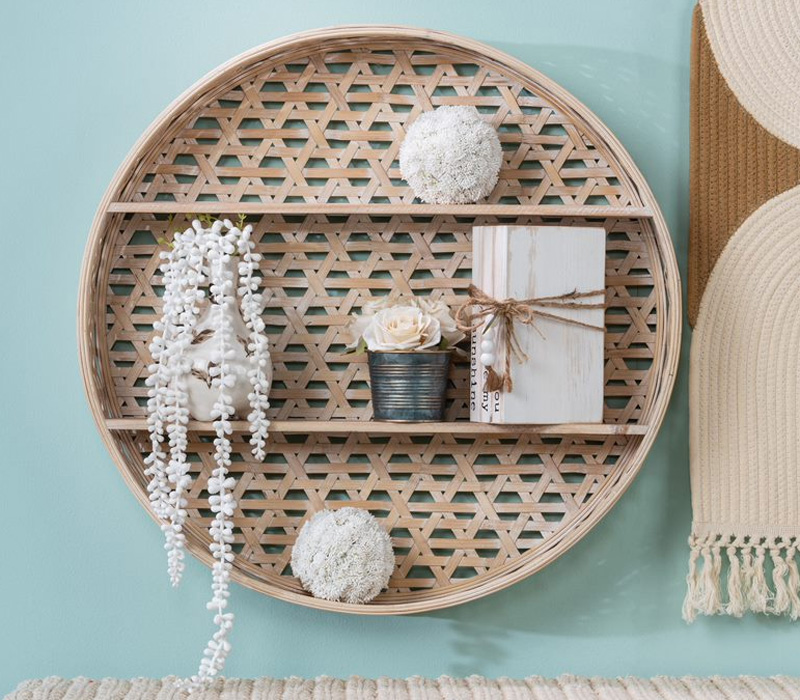 Circle Rattan Wall Shelf