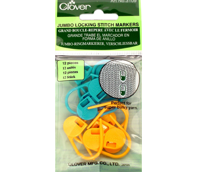 Clover Jumbo Locking Stitch Markers - 12 Piece - Craft Warehouse