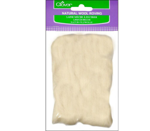 Clover - Natural Wool Roving Off White 20gm