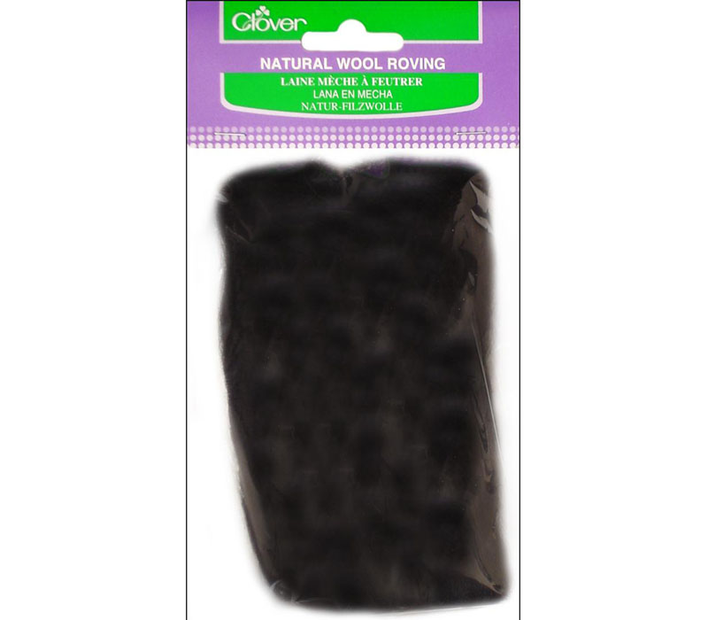 Clover - Natural Wool Roving Black 20gm