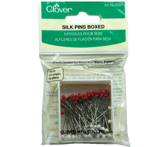 Clover - Boxed Silk Pins Red/White Heads 100 Piece