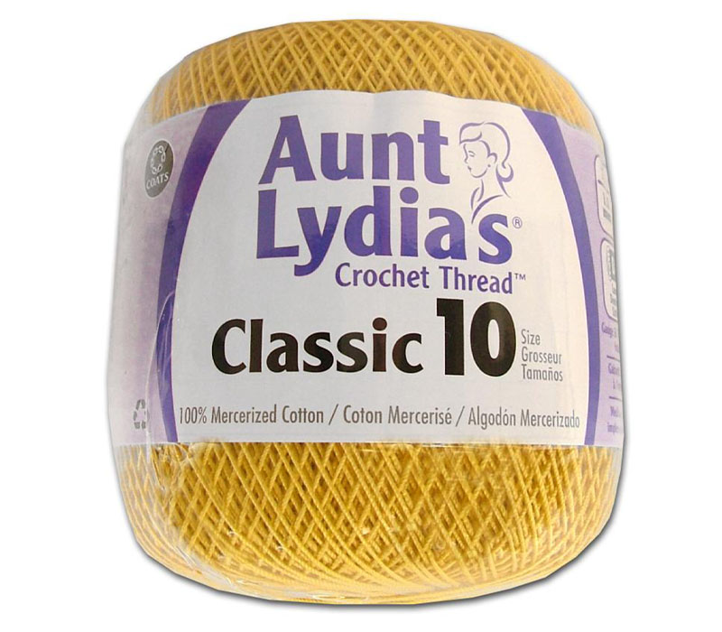 Coats And Clark Aunt Lydia's Classic Crochet Thread - Size 10 - Golden  Yellow