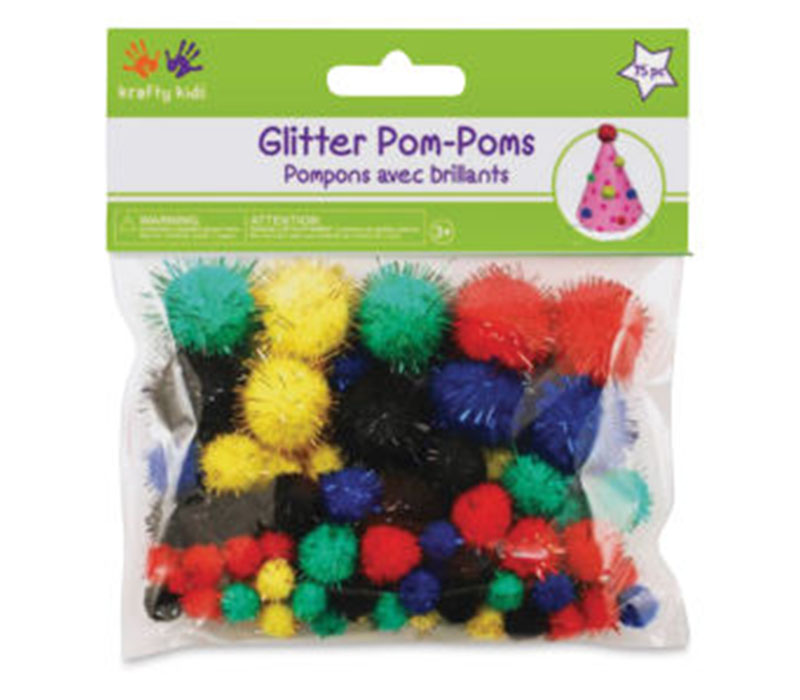 The Crafts Outlet Chenille Sparkly Pom Poms, Gold Porcupine, 1.0-inch  (25-mm), 25-pc, Yellow