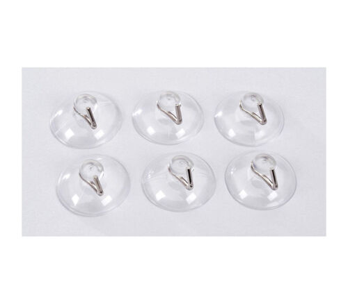 Suction Cups - Clear with Silver Hooks - 22mm - 6 Piece