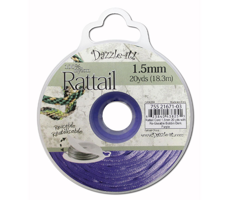 Dazzle It - Rattail Cord 1-1/2mm x 20-yard Dark Purple