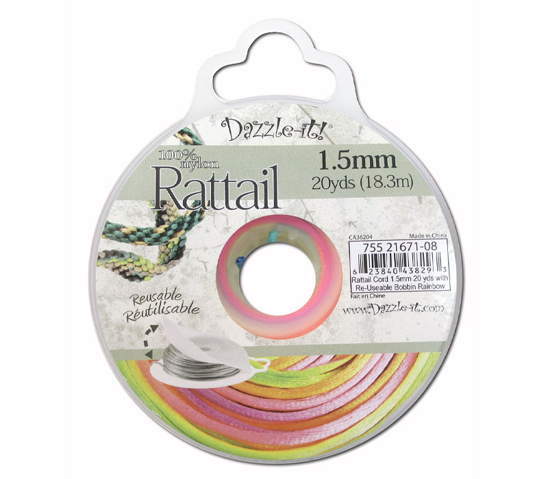 Dazzle It - Rattail Cord 1-1/2mm x 20-yard Rainbow