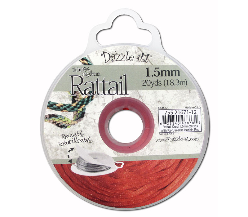 Dazzle It - Rattail Cord 1-1/2mm x 20-yard Red