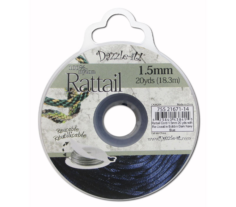 Dazzle It - Rattail Cord 1-1/2mm x 20-yard Dark Navy Blue