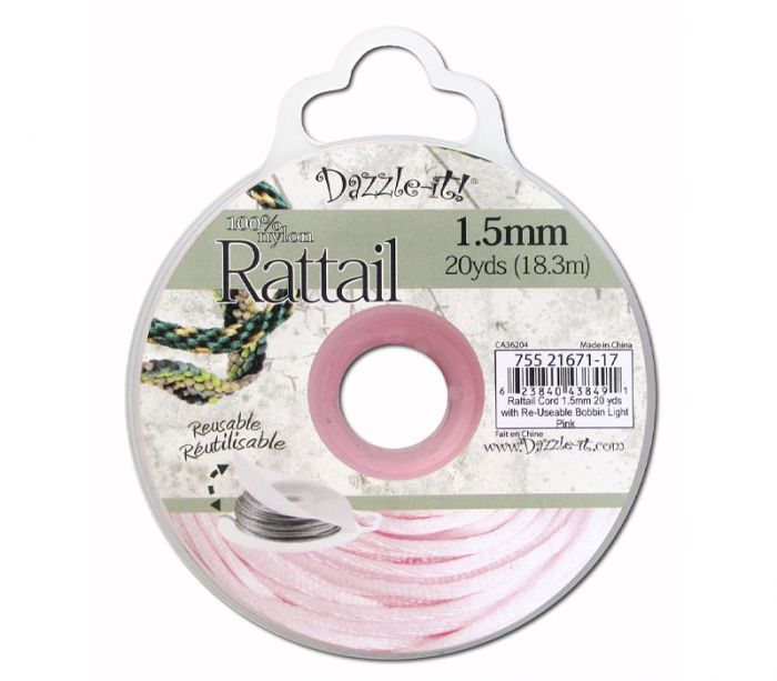 Dazzle It - Rattail Cord 1-1/2mm x 20-yard Light Pink