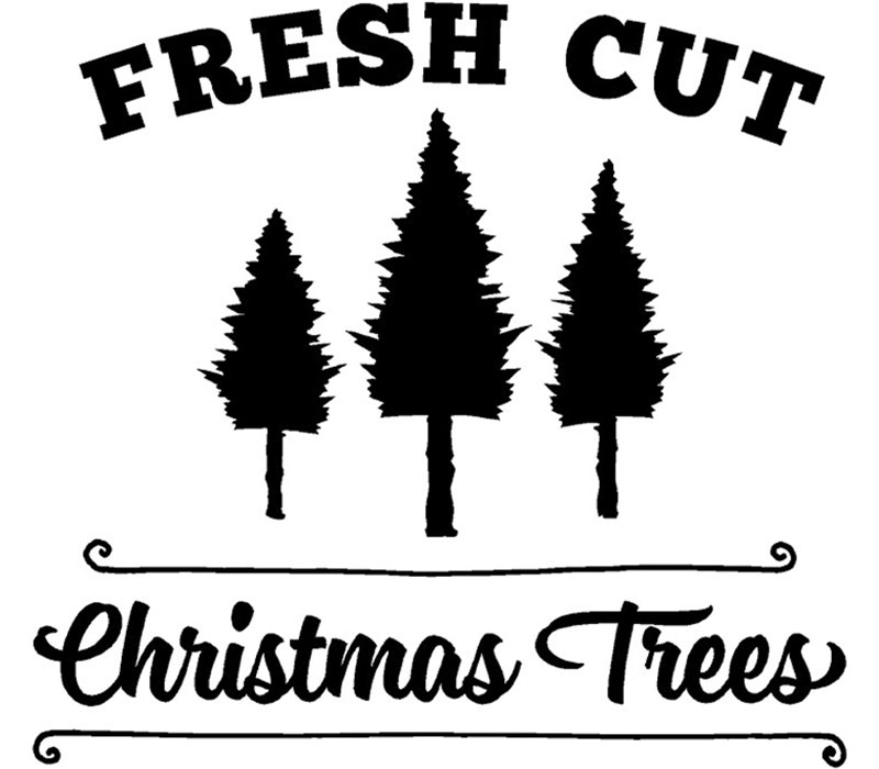 Vinyl Rub-On - Fresh Cut Trees - White