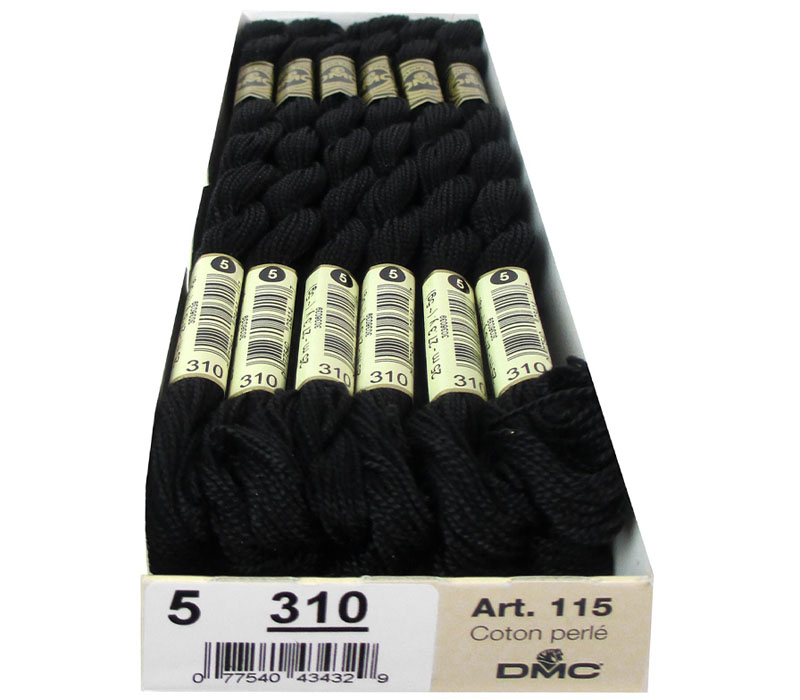  DMC 115 5-310 Pearl Cotton Thread, Black, Size 5