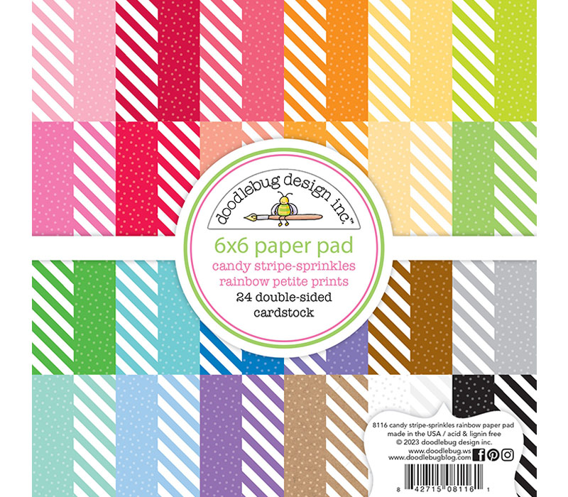 Doodlebug Design Paper Pad - Candy Stripe Sprinkles