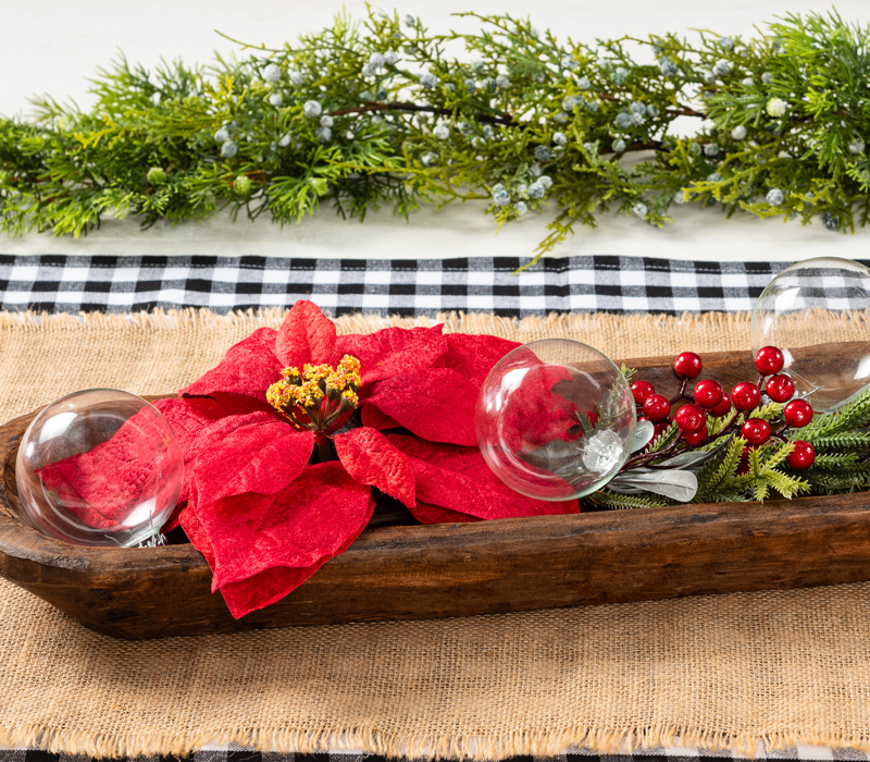 Dough Bowls at Christmas time with Pointsettia