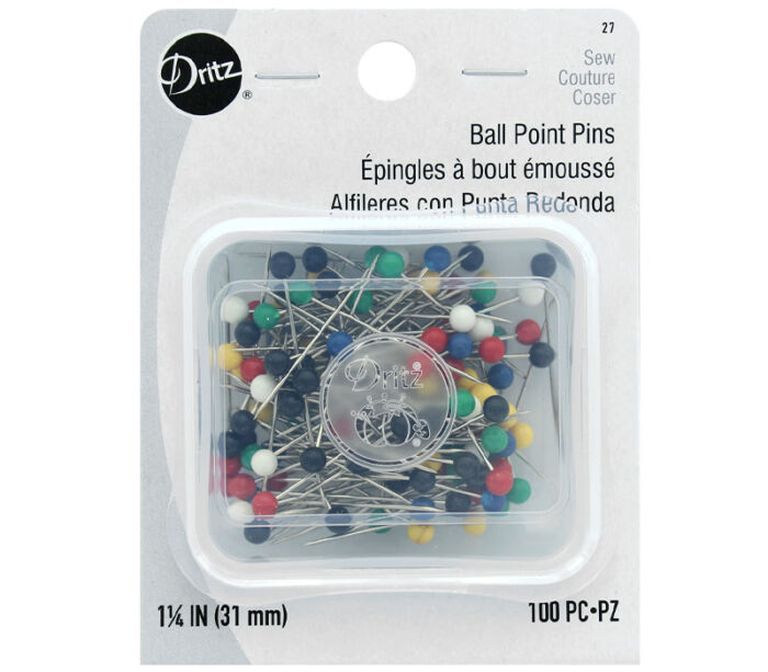 Dritz - Pins Ball Point Large Plastic Head Size 20 100 Piece