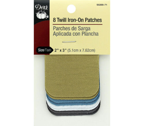 Dritz - Patch Iron On 2-inch x 3-inch Twill Light Assorted8 piece