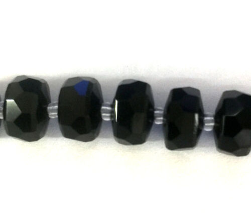 Crystal Glass Bead - 10mm x 6mm Jet