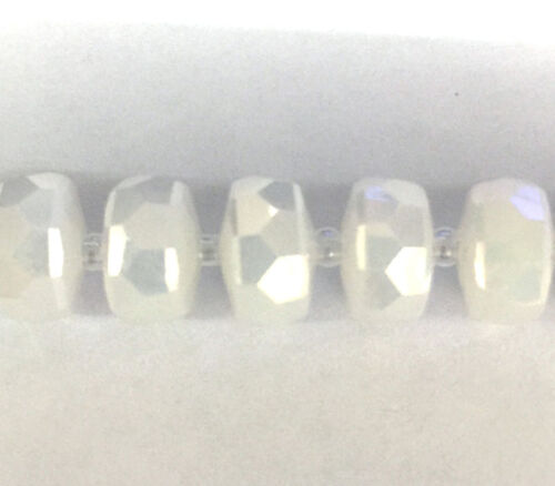 Crystal Glass Bead - 10mm x 6mm White Jade AB