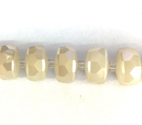 Crystal Glass Bead - 10mm x 6mm White Jade Crystal Gold