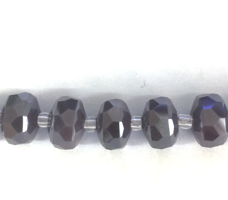 Crystal Glass Bead - 10mm x 6mm Slate Grey