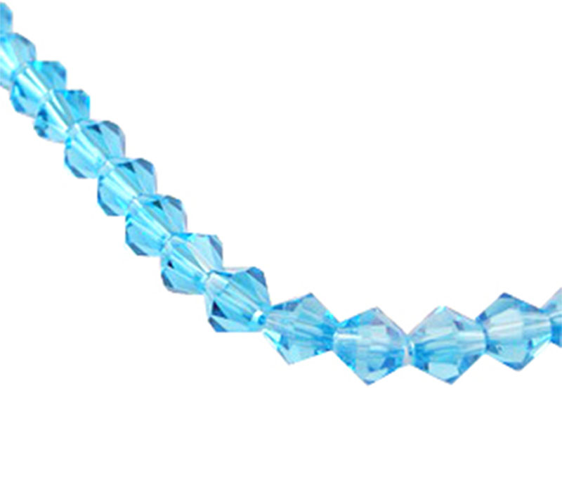 Crystal Glass Bicone Bead - 4mm x 4mm Medium Aqua
