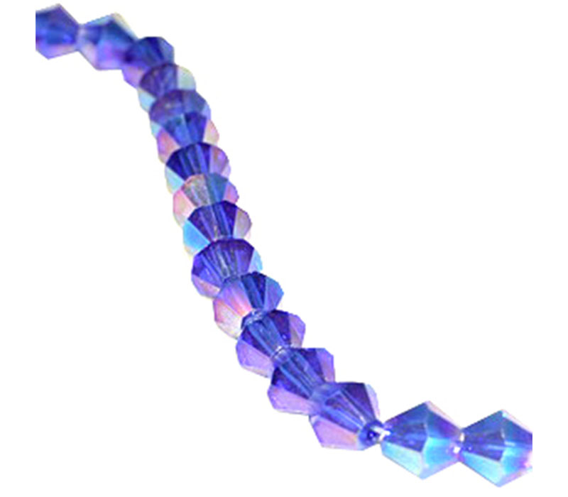 Crystal Glass Bicone Bead - 4mm x 4mm Dark Sapphire AB