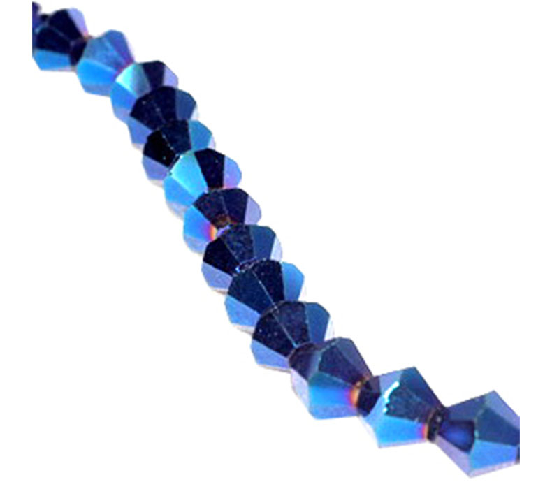 Crystal Glass Bicone Bead - 4mm x 4mm Blue Light