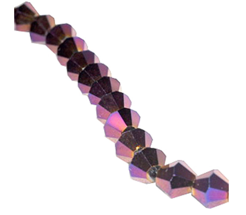Crystal Glass Bicone Bead - 4mm x 4mm Purple Light