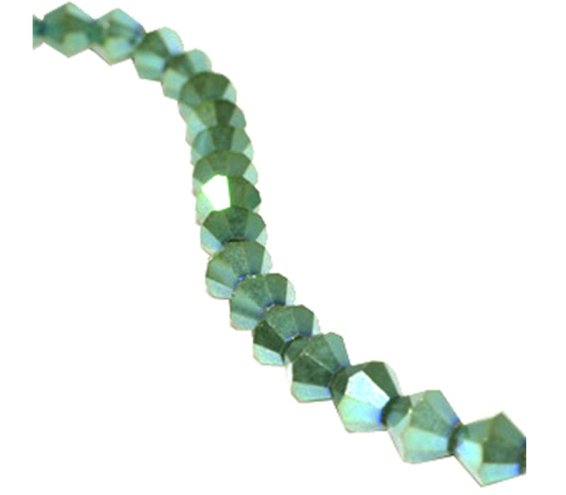 Crystal Glass Bicone Bead - 4mm x 4mm Green Light