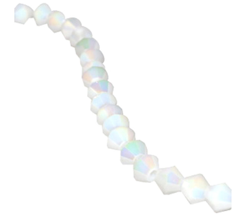 Crystal Glass Bicone Bead - 4mm x 4mm White Jade AB