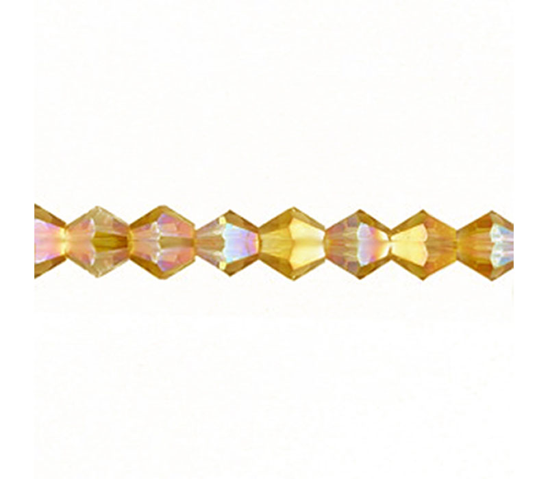 Crystal Glass Bicone Bead - 4mm x 4mm Yellow Gold AB