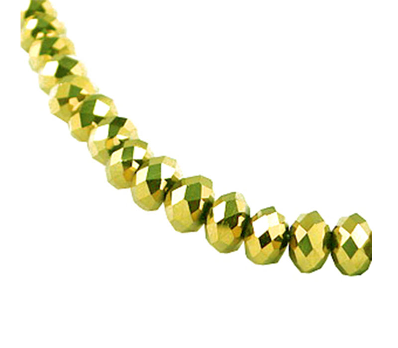 Crystal Glass Bead - 3mm x 2mm Gold