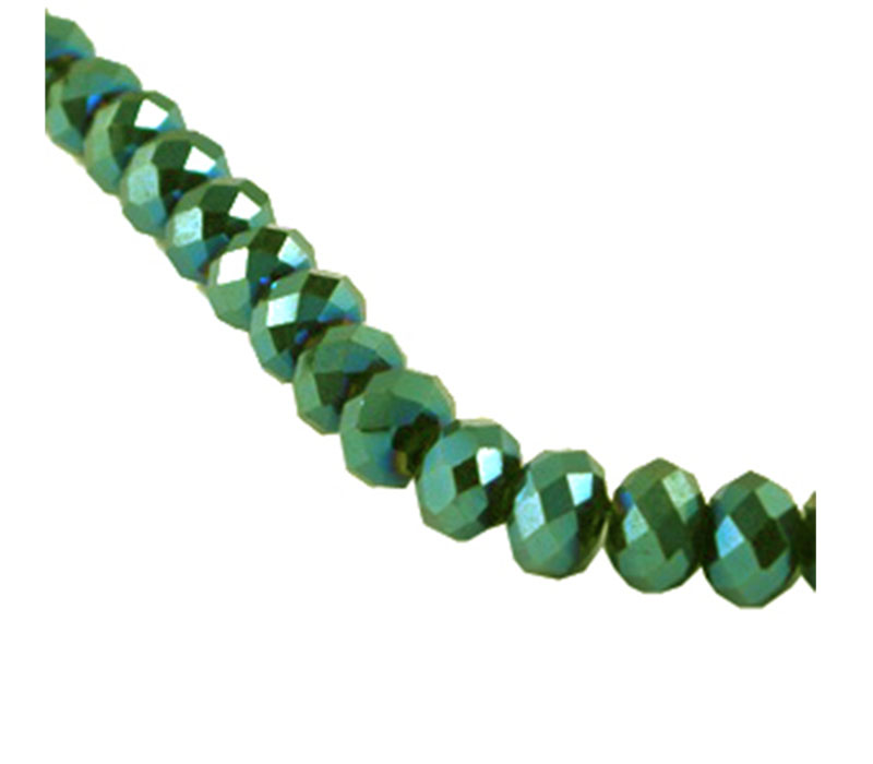 Crystal Glass Bead - 3mm x 2mm Green Light