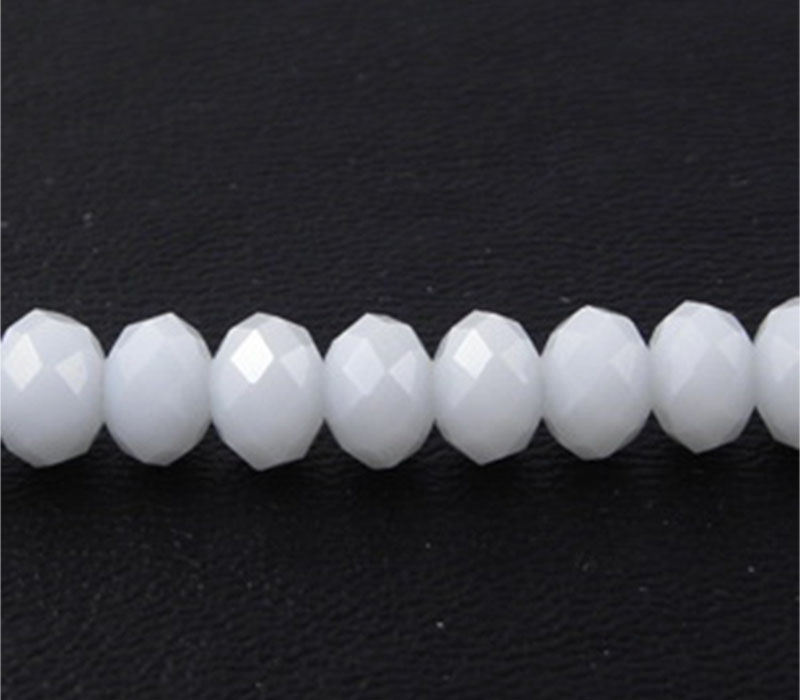 Crystal Glass Bead - 3mm x 2mm White Jade