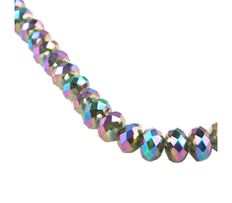 Crystal Glass Bead - 8mm x 6mm Rainbow